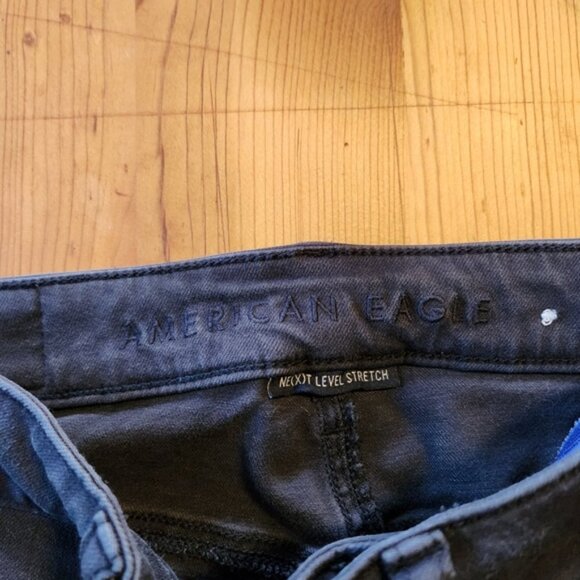 American Eagle AEO Black Hi-Rise Jeggings Ripped High Waisted Stretchy Skinny - Picture 7 of 11